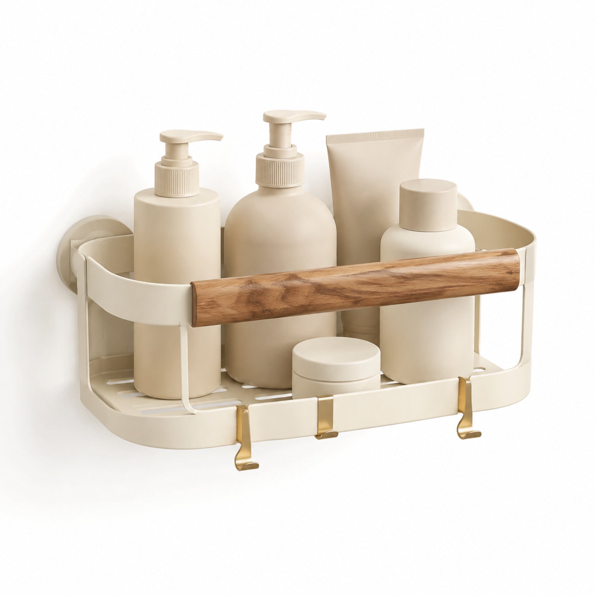 Panier de douche Élégance – Étagère murale champagne anti-humidité