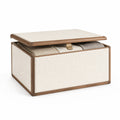 Boîte textile Élégance – Rangement souple crème avec poignée champagne