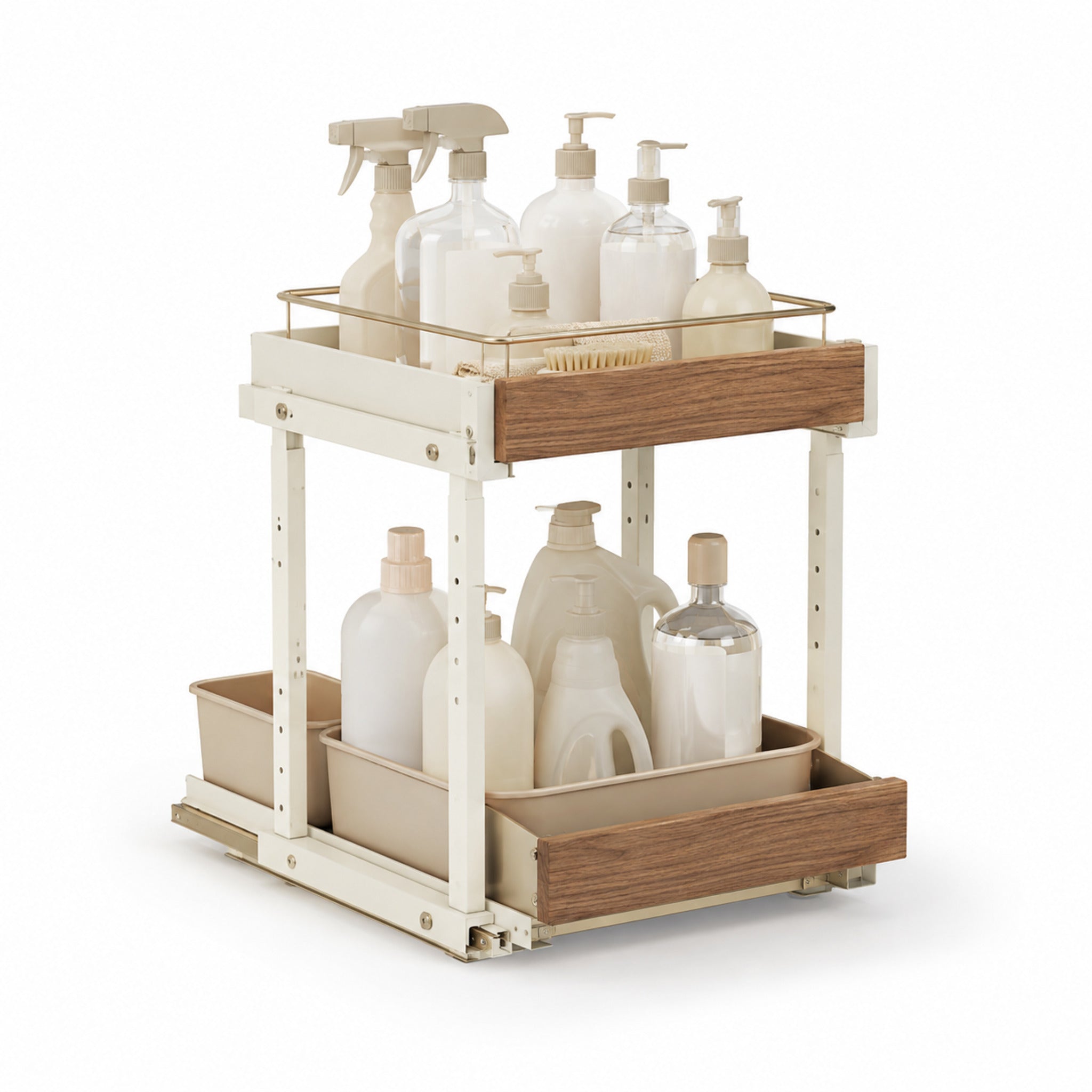 Organiseur sous évier Flex – Rangement coulissant modulable crème