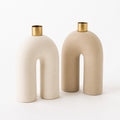 Bougeoir Arche – Duo sculptural ivoire et champagne
