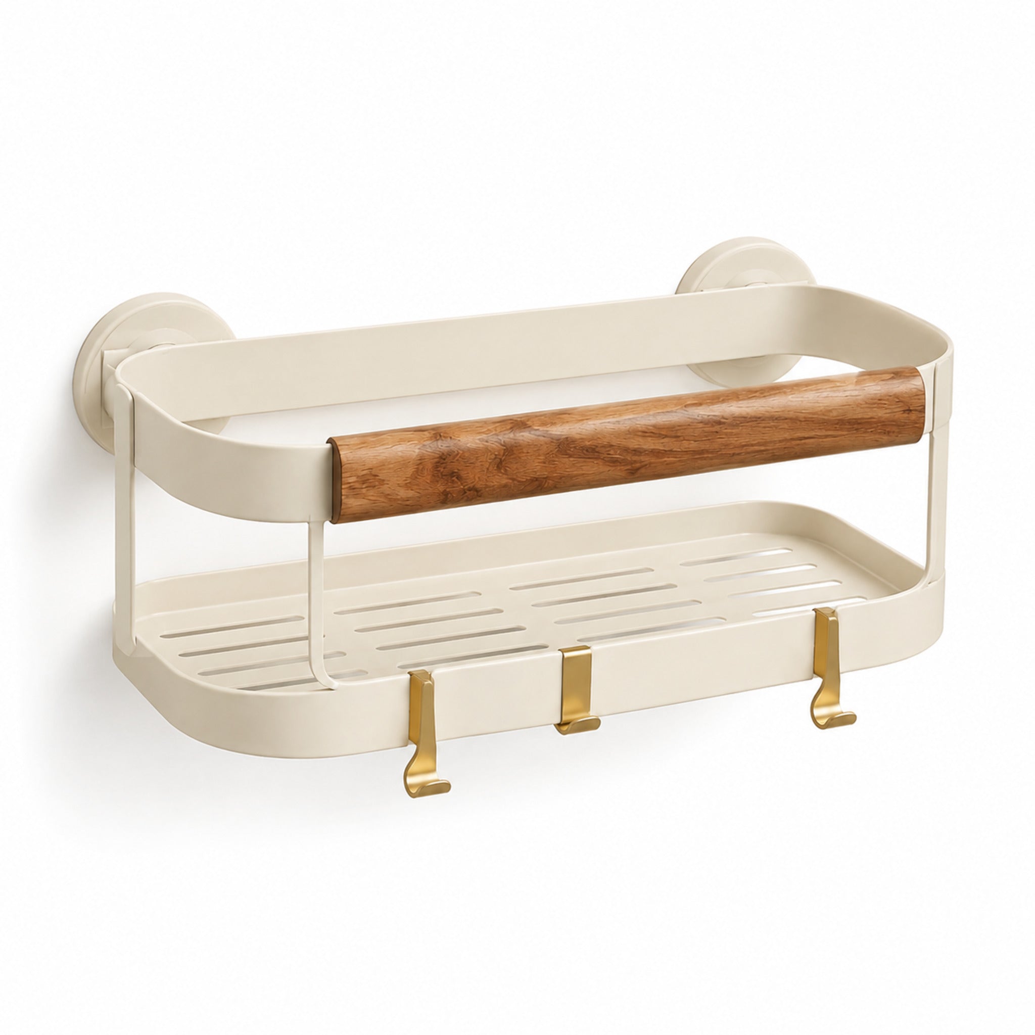 Panier de douche Élégance – Étagère murale champagne anti-humidité