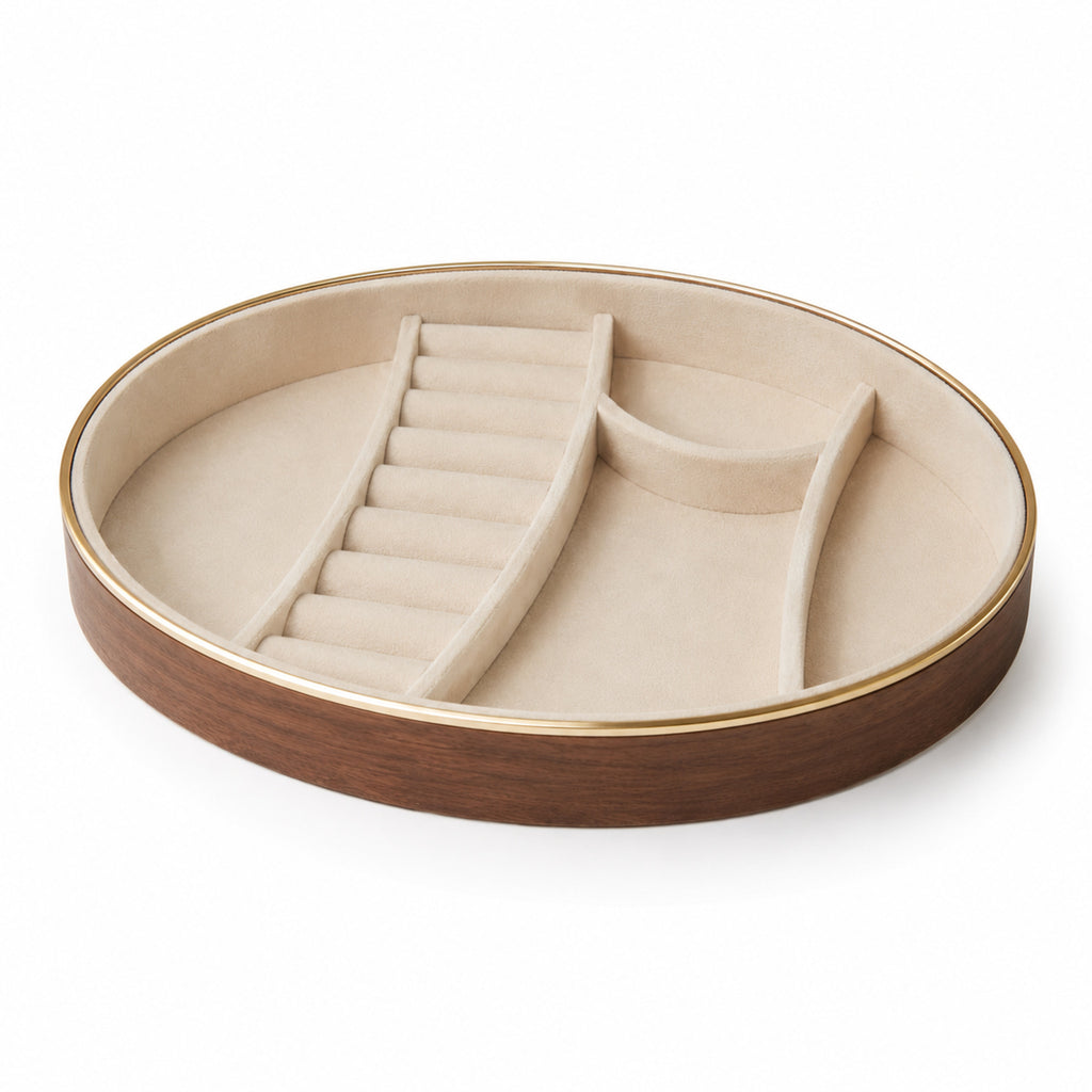 Plateau à bijoux Douceur – Écrin compartimenté en velours beige