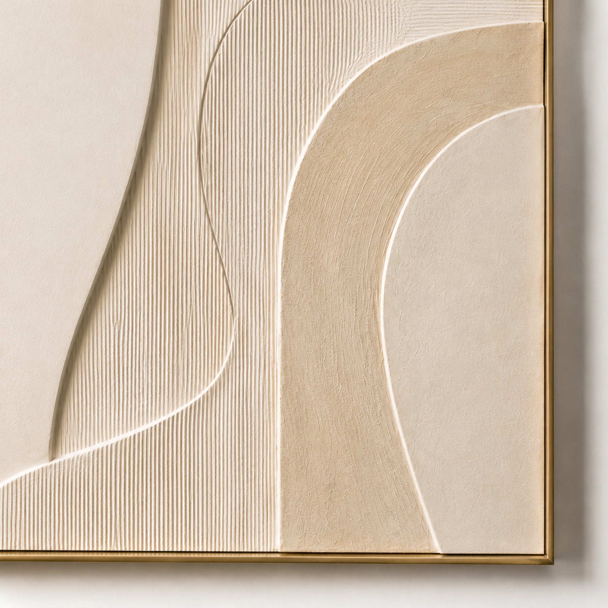 Tableau Relief Sable – Œuvre murale texturée ivoire et champagne