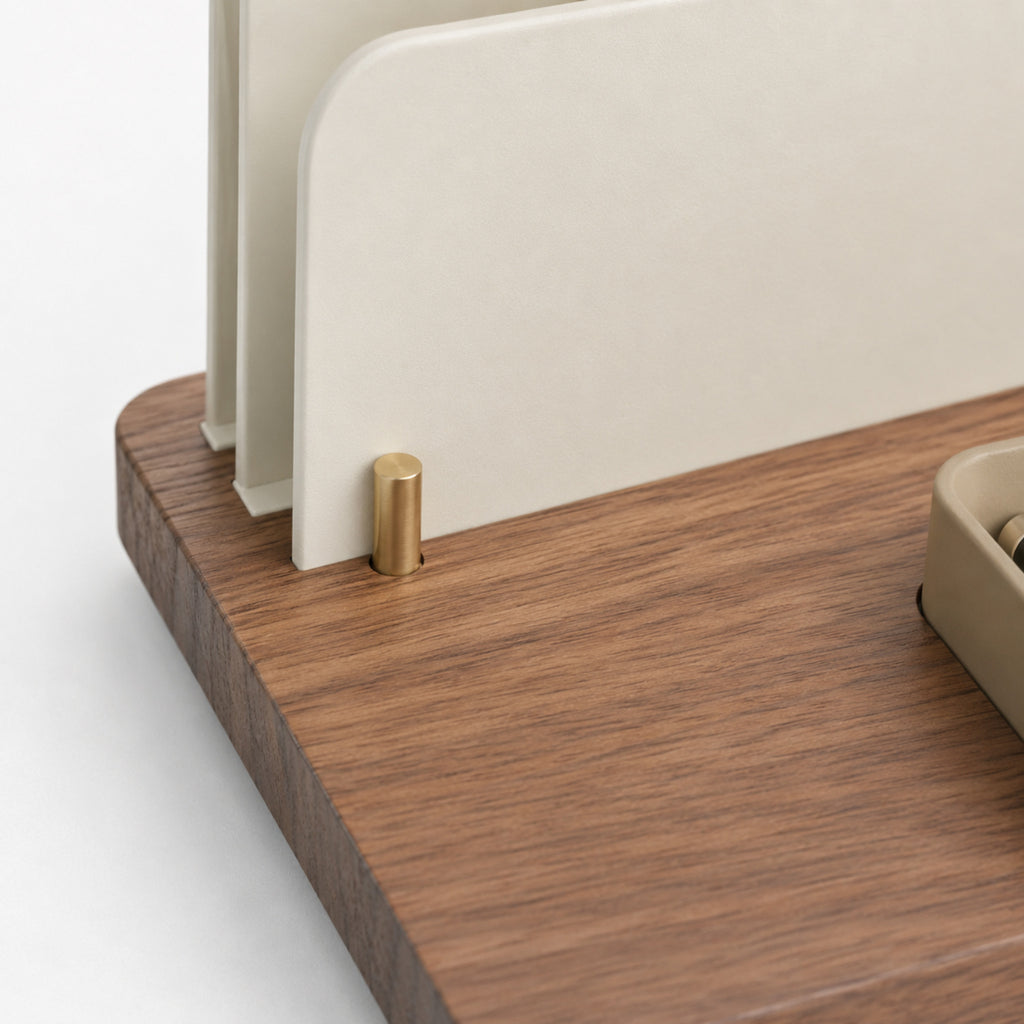Organiseur de bureau Ligne – Station de rangement noyer clair et crème