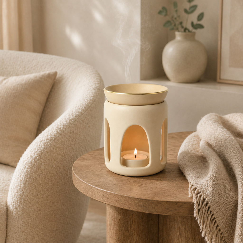 Brûle-parfum Lumière – Diffuseur décoratif en céramique ajourée