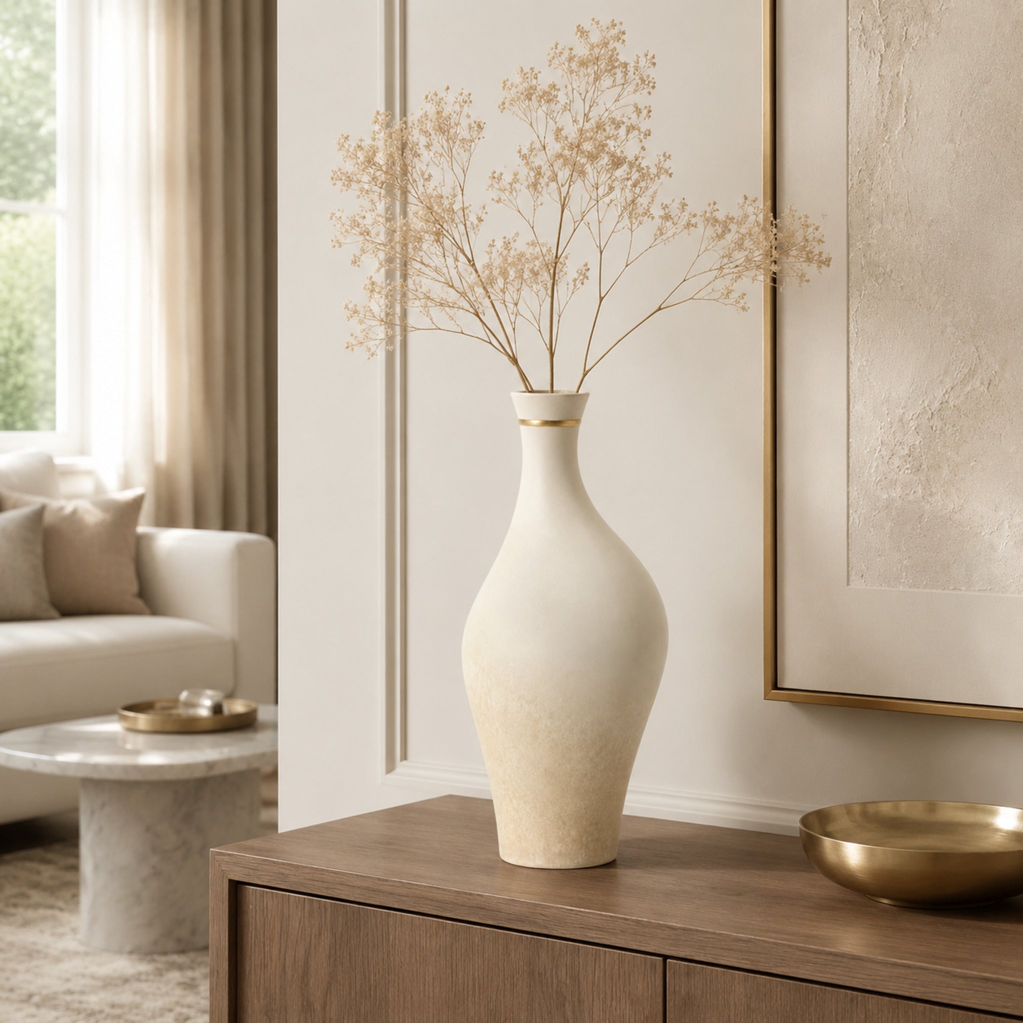 Vase Courbe Ivoire – Silhouette organique en céramique mate