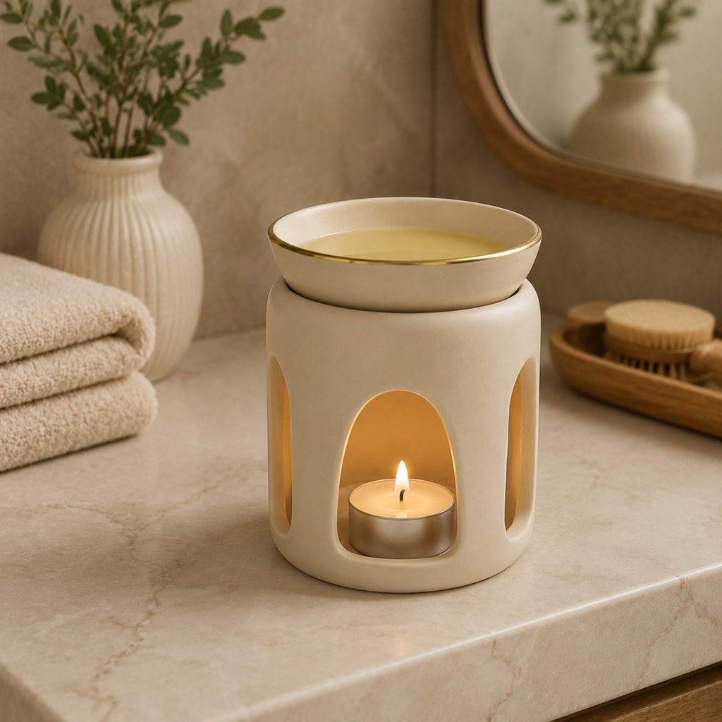 Brûle-parfum Lumière – Diffuseur décoratif en céramique ajourée