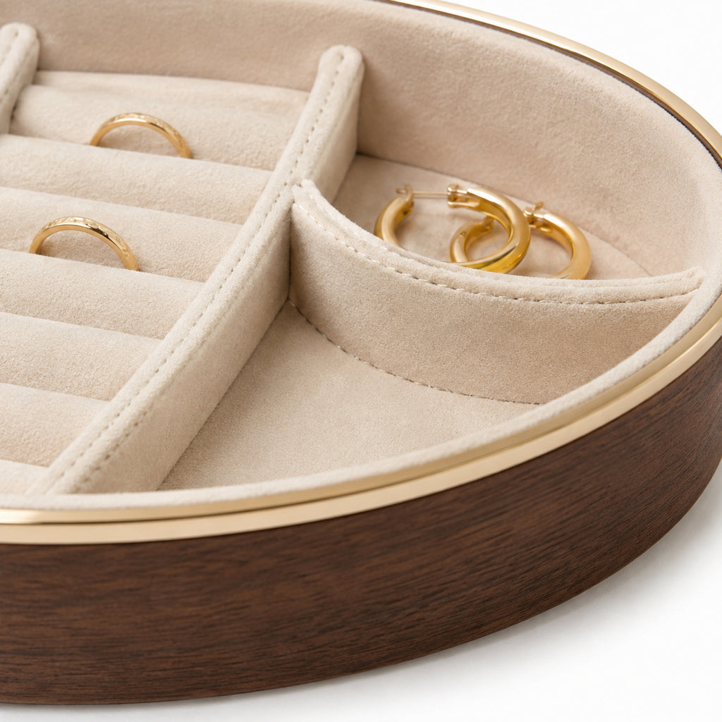Plateau à bijoux Douceur – Écrin compartimenté en velours beige